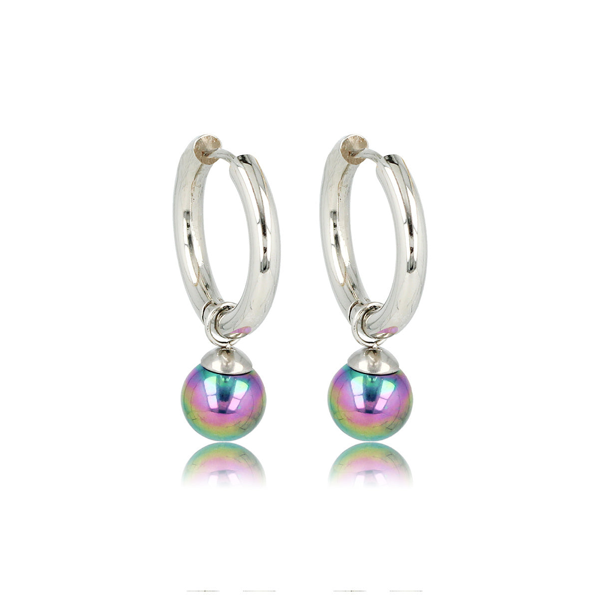 Silver Earrings with Mystical Black Pearl