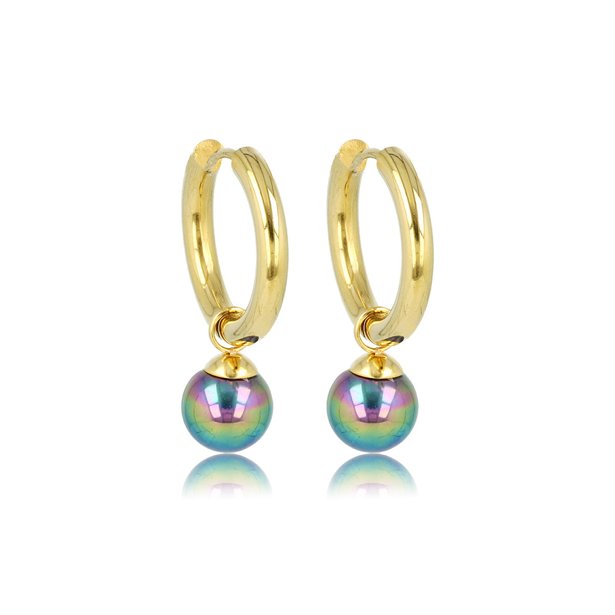 Golden Earrings with Mystical Black Pearl