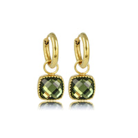 Elegante Gouden Oorringen met Groene Glassteen