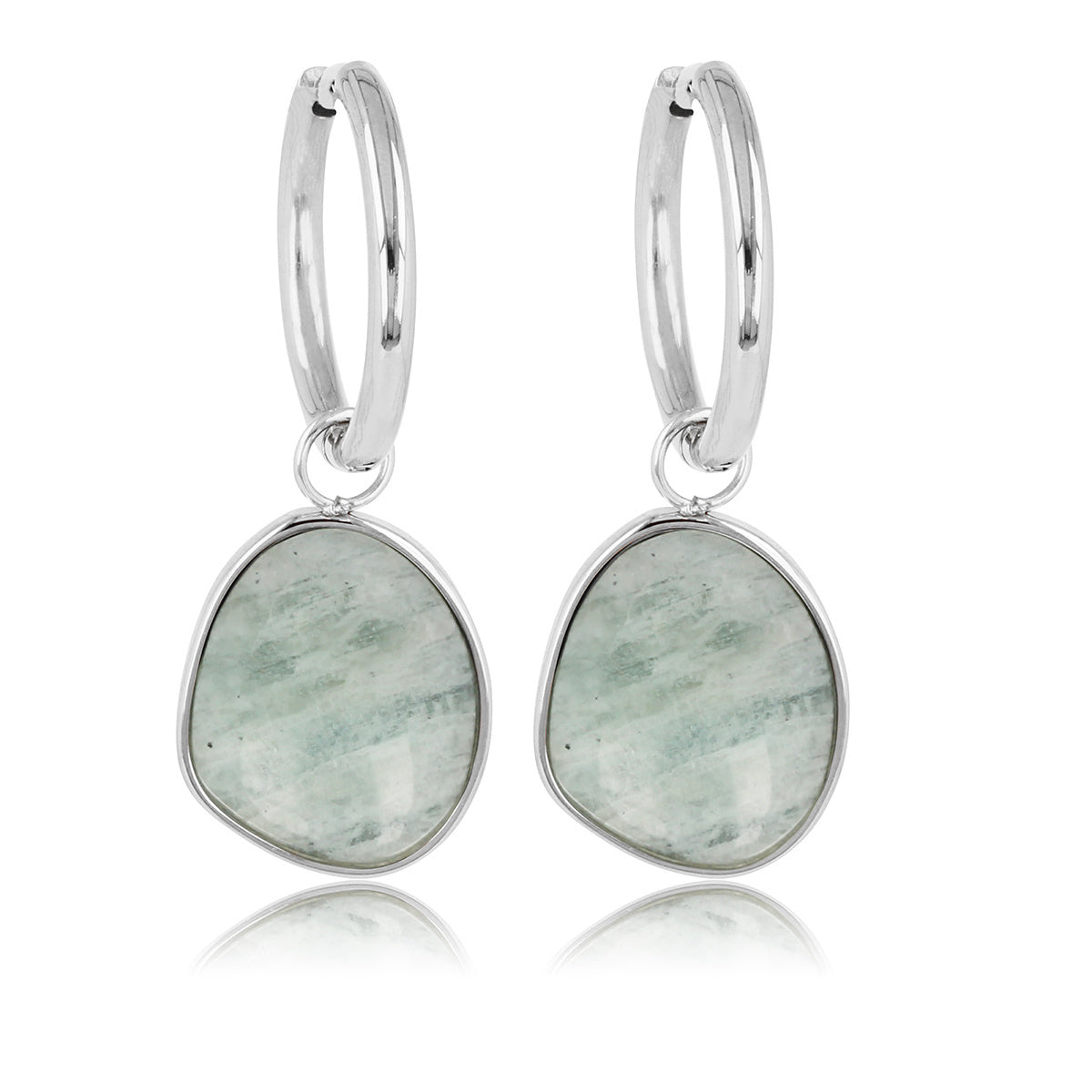 Amazonite Elegantie: Zilveren Oorbellen 36mm