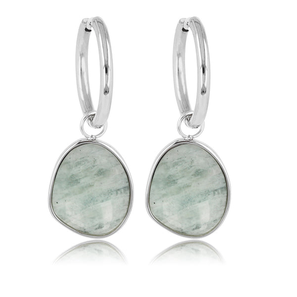 Amazonite Elegantie: Zilveren Oorbellen 36mm