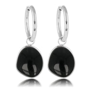 Onyx Elegantie: Zilveren Oorbellen met Stijlvolle Hanger