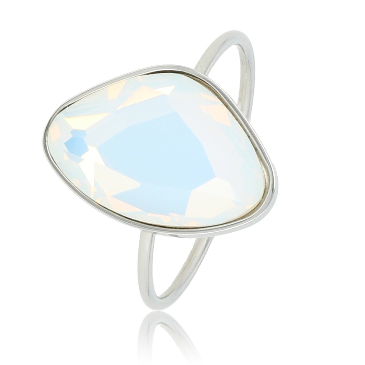 Creatieve zilveren aanschuifring - Quartz glassteen - Stainless steel - My Bendel