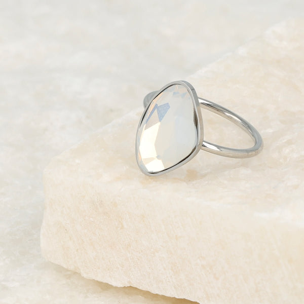 Creatieve zilveren aanschuifring - Quartz glassteen - Stainless steel - My Bendel