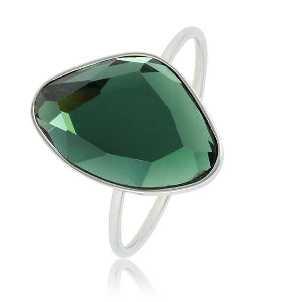 Creatieve zilveren ring - groene glassteen - Blijft mooi - My Bendel