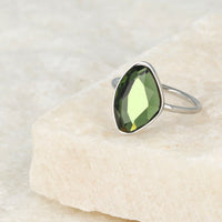 Creatieve zilveren ring - groene glassteen - Blijft mooi - My Bendel