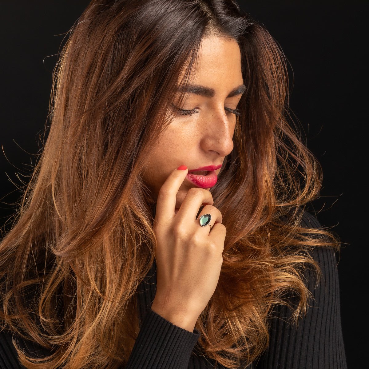 Creatieve zilveren ring - groene glassteen - Blijft mooi - My Bendel