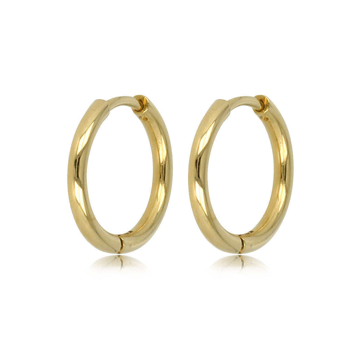 Classic smooth gold earring of 18x2 mm