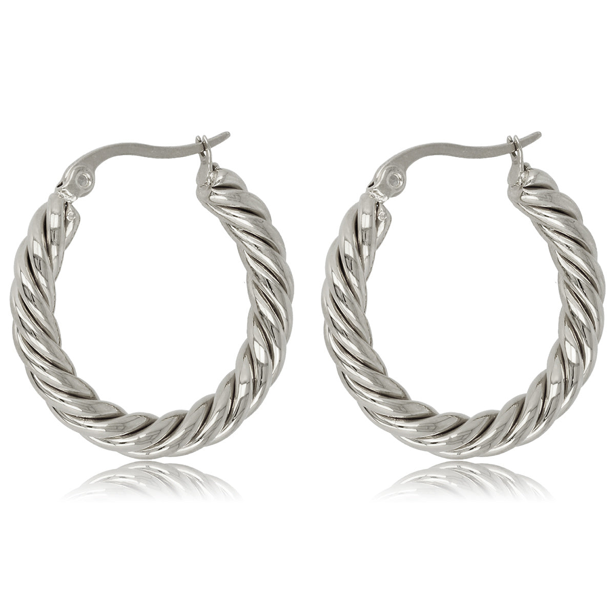 Elegant Twisted Silver Earring 25x3 mm