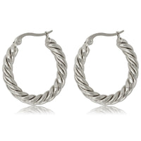Elegant Twisted Silver Earring 25x3 mm