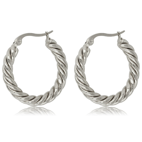 Elegante Gedraaide Zilveren Oorring 25x3 mm