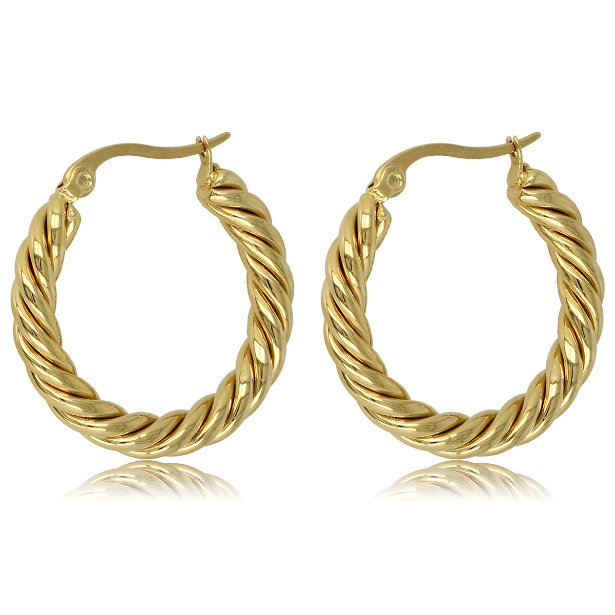 Elegant Twisted Gold Earring 25x3 mm