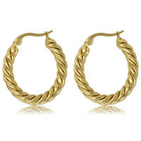 Elegant Twisted Gold Earring 25x3 mm