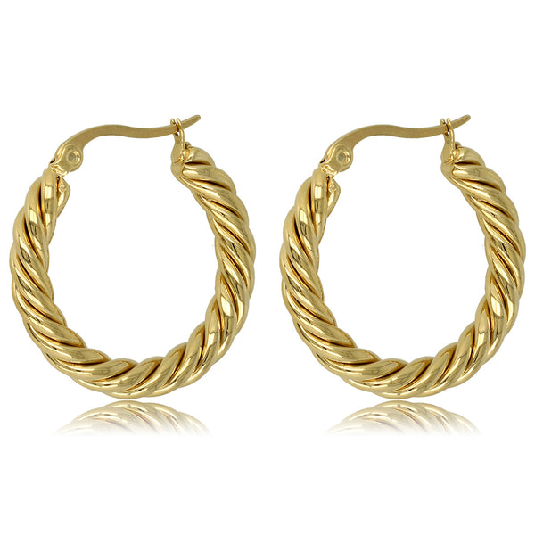 Elegante Gedraaide Gouden Oorring 25x3 mm