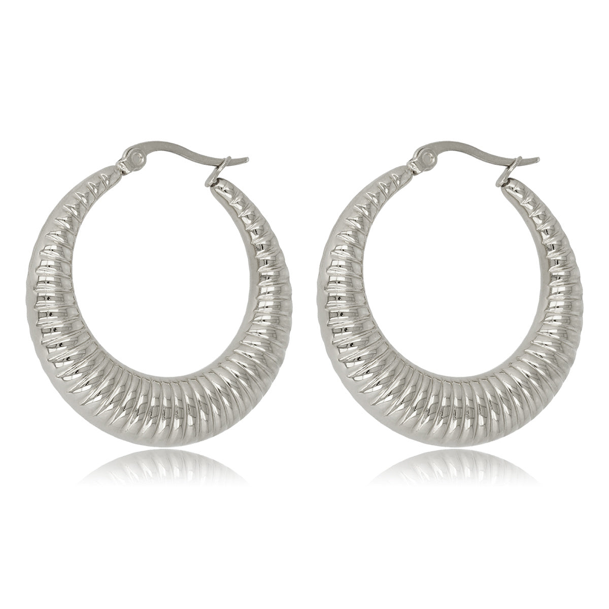 33 mm wide silver earring with unique finish 33x7mm
