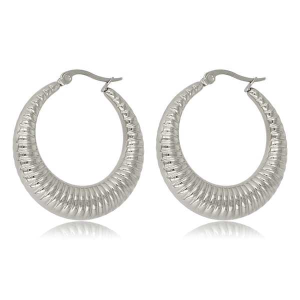 33 mm wide silver earring with unique finish 33x7mm