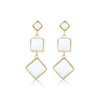 Elegante Gouden Oorbellen met White Aventurine 58mm