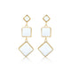 Elegante Gouden Oorbellen met White Aventurine 58mm
