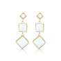 Elegante Gouden Oorbellen met White Aventurine 58mm