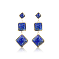 Elegante Gouden Oorbel met Lapis Lazuli Stenen