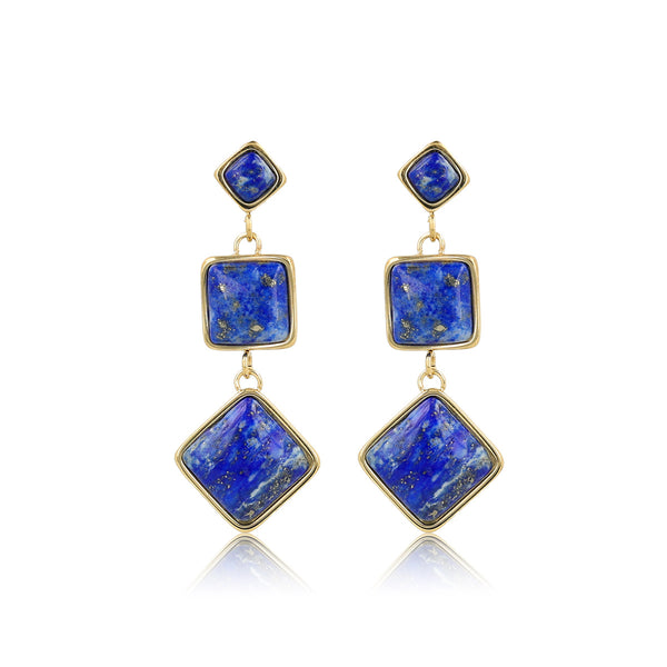 Elegante Gouden Oorbel met Lapis Lazuli Stenen