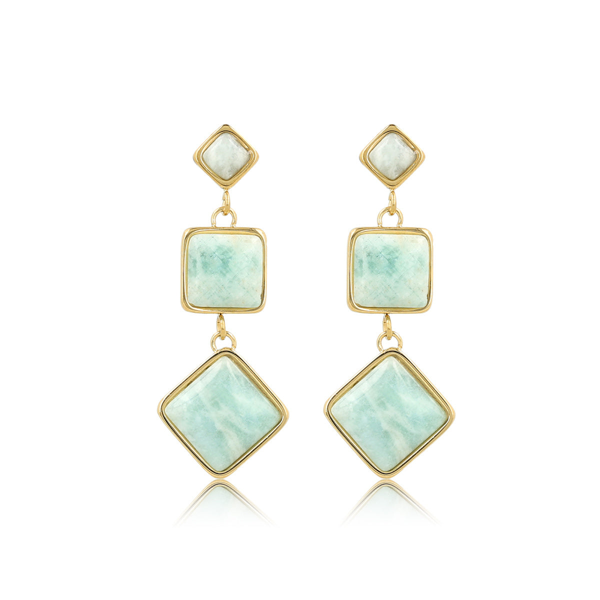 Elegant Gold Earrings with Amazonite Gemstones