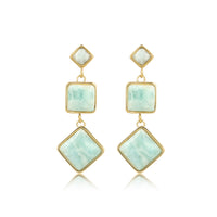 Elegant Gold Earrings with Amazonite Gemstones