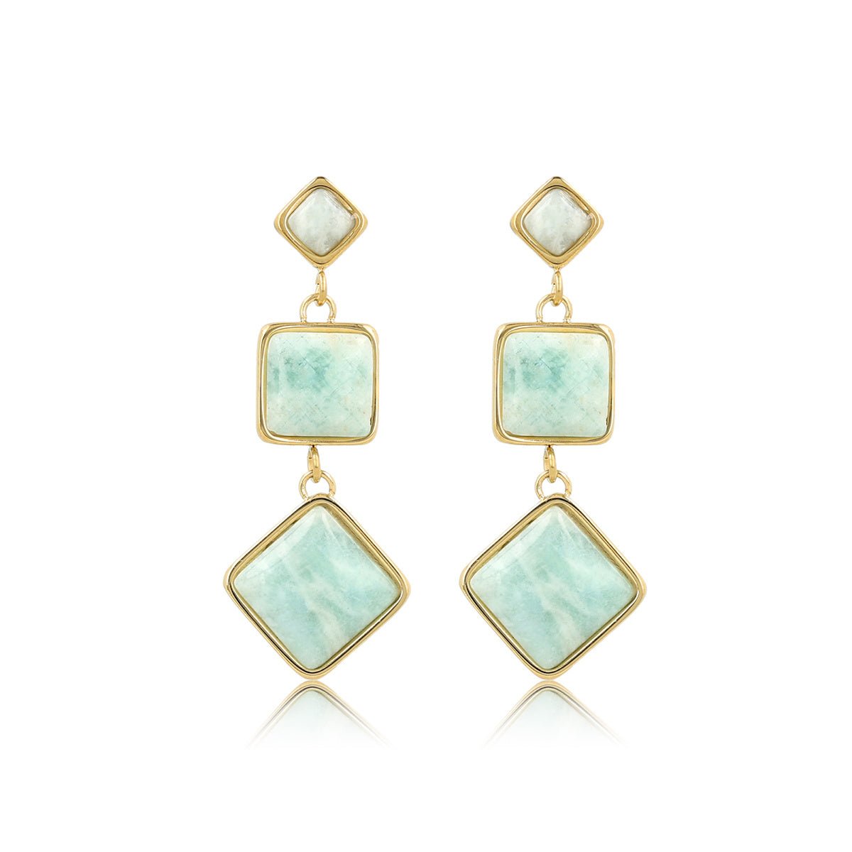 Elegante Gouden Oorbellen met Amazonite Edelstenen - My Bendel