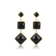 Elegante Gouden Oorbel met Drie Onyx Edelstenen