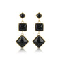 Elegante Gouden Oorbel met Drie Onyx Edelstenen