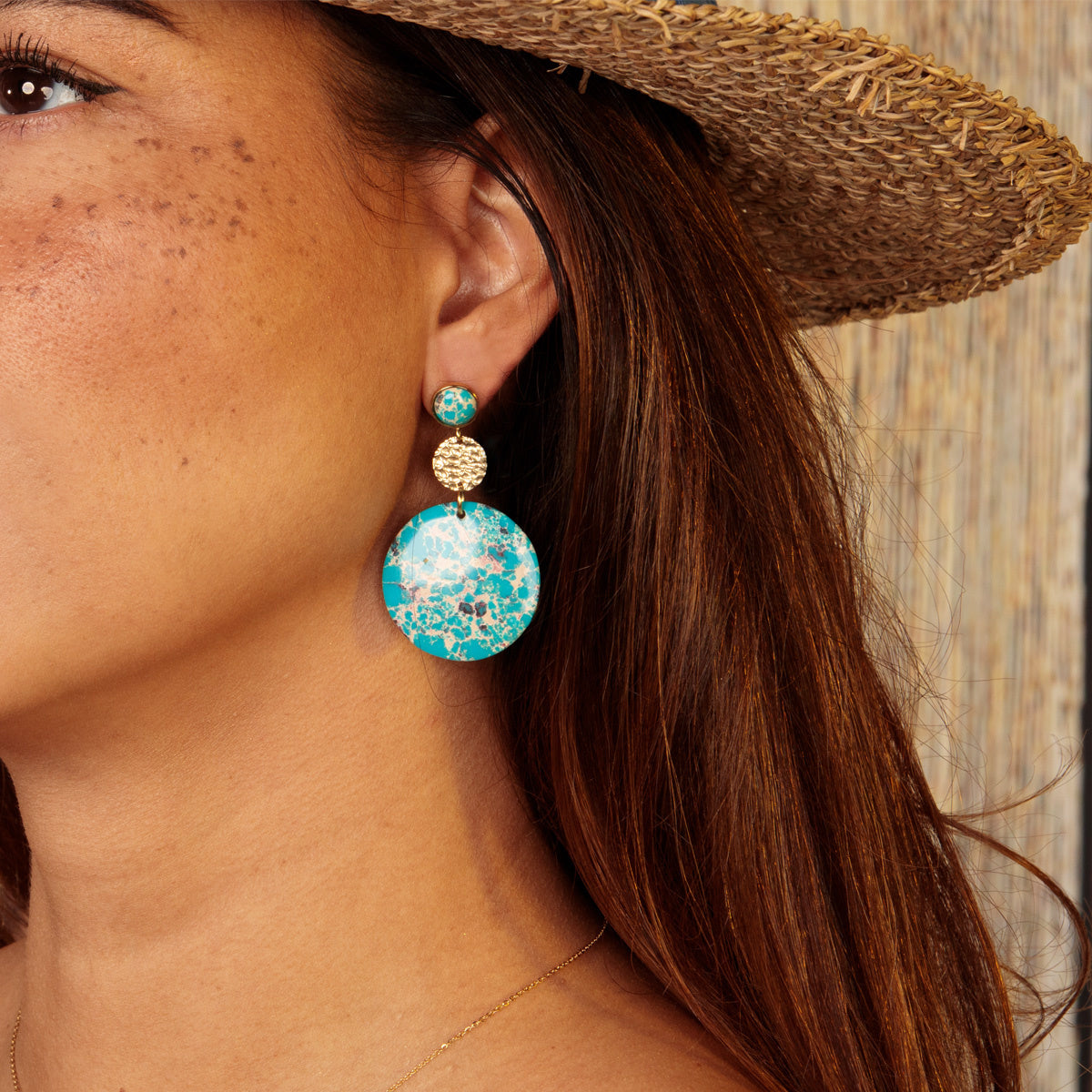 Radiant Earrings with Imperial Jasper and Moon Charm