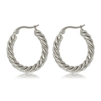 Elegant Silver Twisted Earrings 35x3 mm
