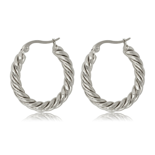Elegante Zilveren Twisted Oorringen 35x3 mm