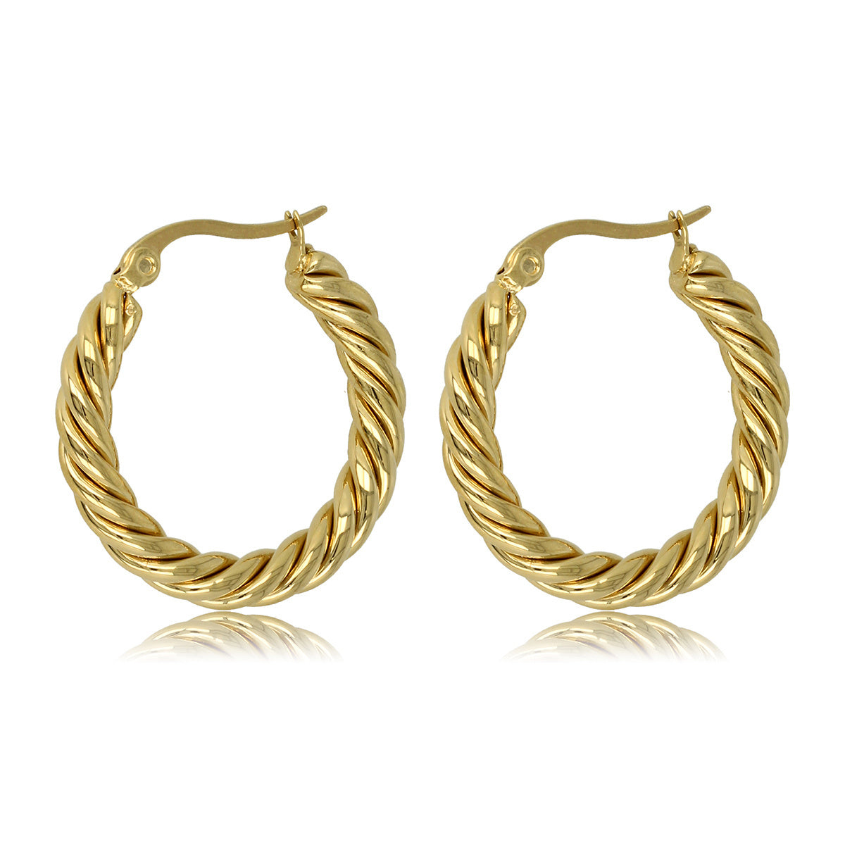 Stralende Gouden Twists: Elegante Oorringen 35mm