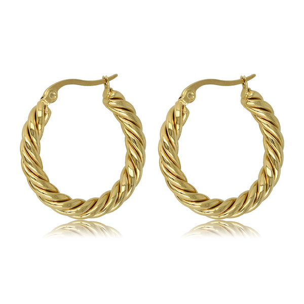 Stralende Gouden Twists: Elegante Oorringen 35mm