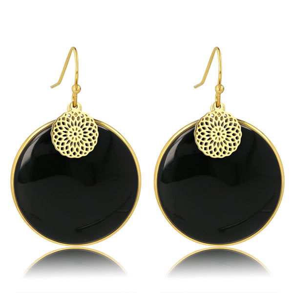 Elegant Onyx Earring with Golden Accent 40mm