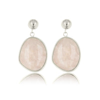 Zilveren Oorbel met Ronde Rose Quartz Hanger