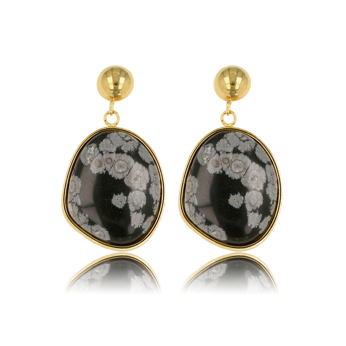 Gouden Oorbel met Unieke Snowflake Edelsteen