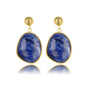 Goldener Ohrring mit Lapislazuli rundem Anhänger