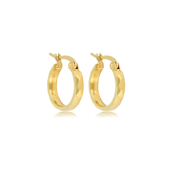Gouden Facet Oorbellen 16x3mm - Elegantie in Detail