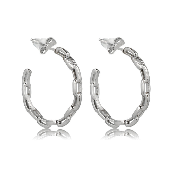 Elegante Zilveren Schakel Oorringen 25x3 mm