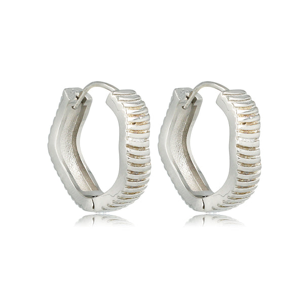 Ribbelige Zilveren Oorringen 20x5 mm - Uniek Design