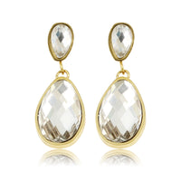 Elegant Gold Earrings with White Crystal Drop