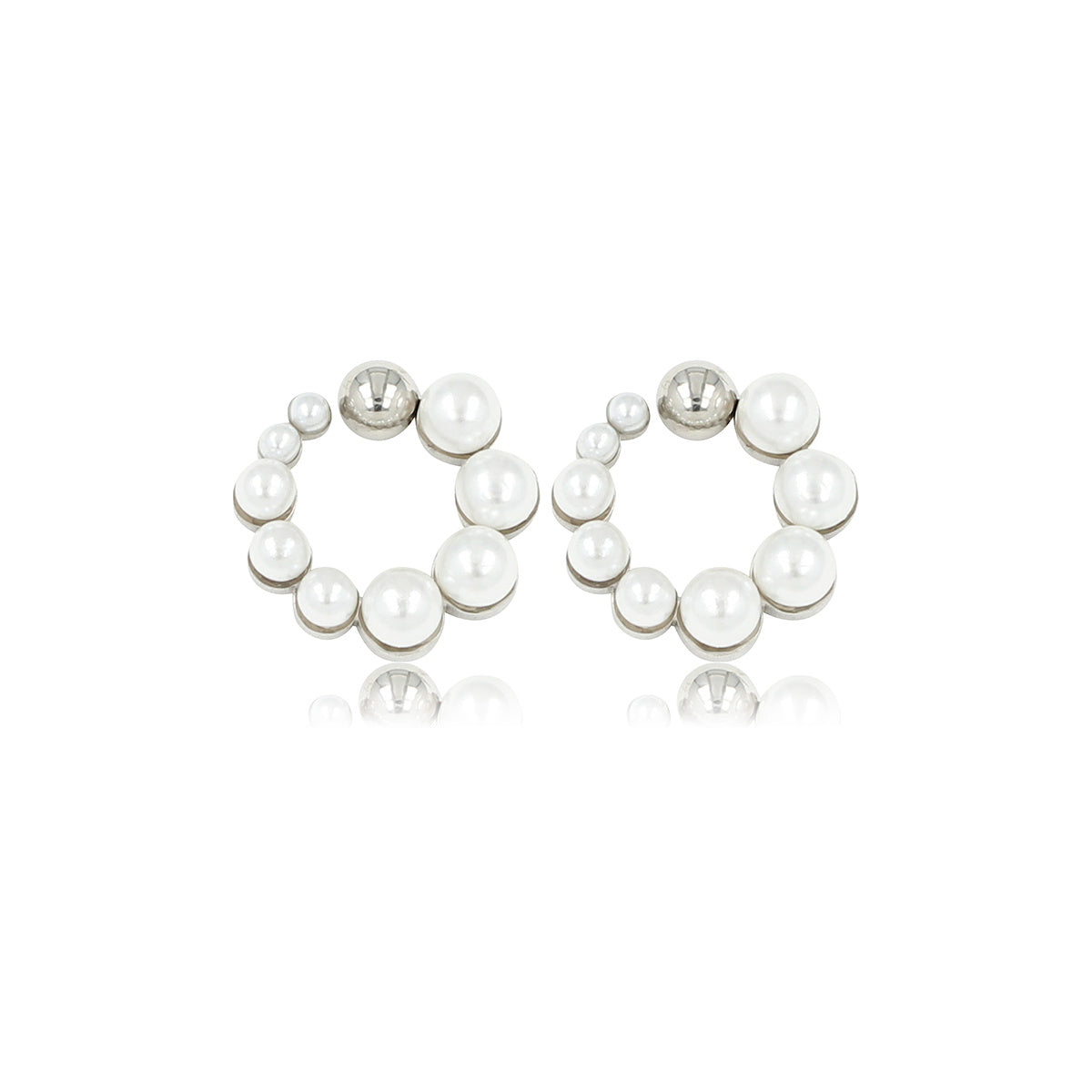 Silver Earring with Radiant White Pearl 13mm