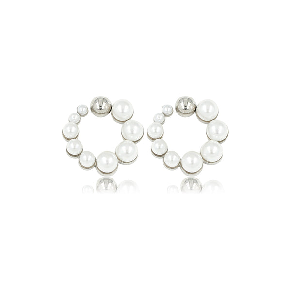 Silver Earring with Radiant White Pearl 13mm