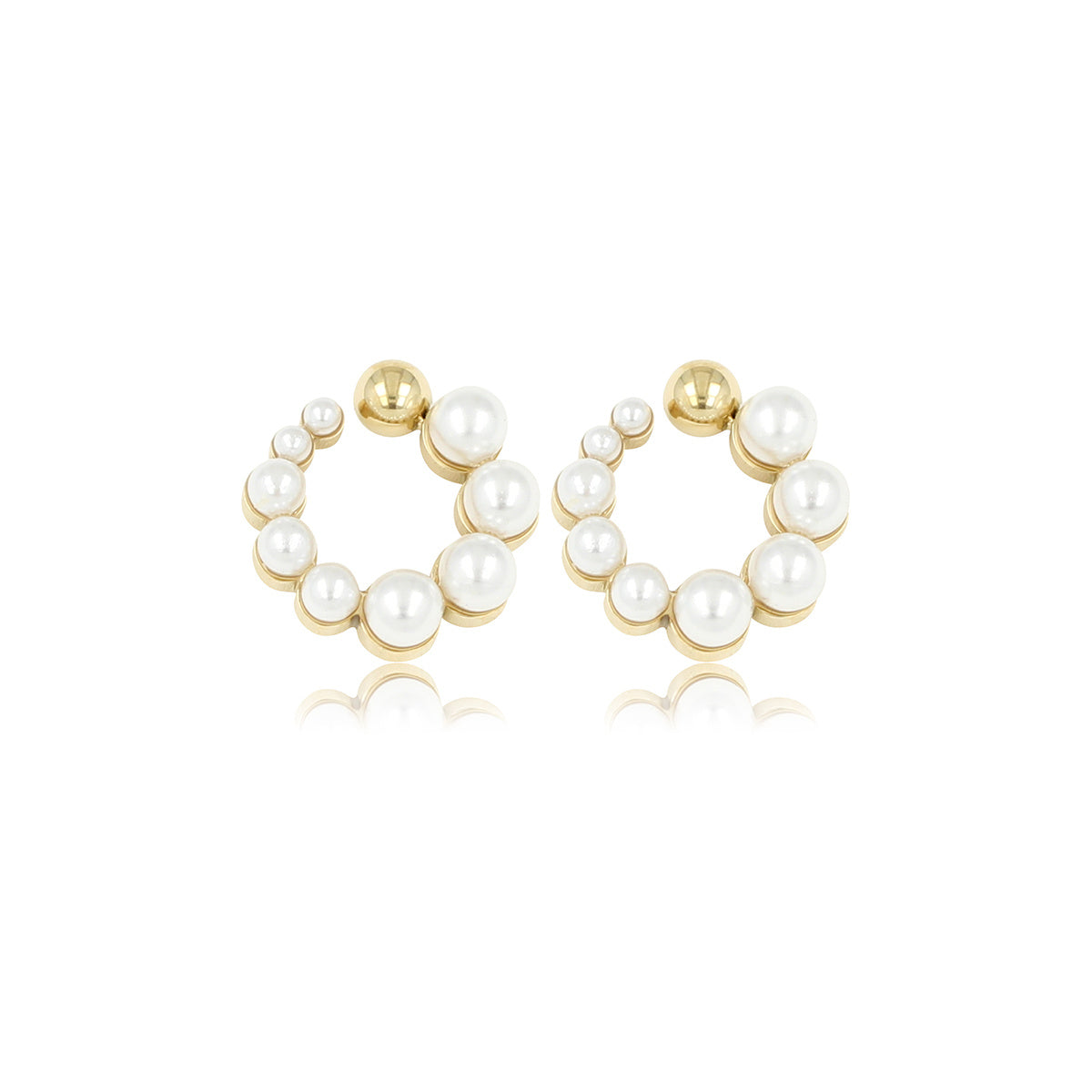 Elegant Gold Earring with 13 mm Pearl