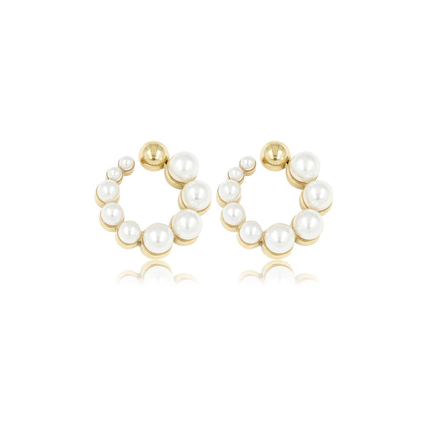 Elegante Gouden Oorsteker met Parel 13 mm