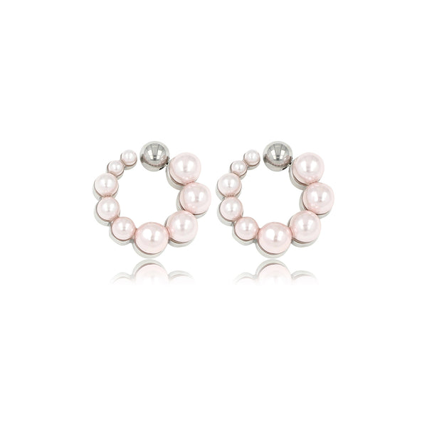Zilveren Oorstekers met Roze Parels 13mm