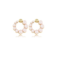 Goldener Ohrstecker mit rosa Perlmuttglanz 13 mm