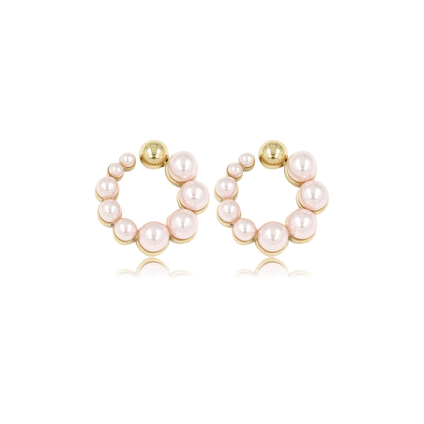 Gouden Oorsteker met Roze Parelglans 13 mm